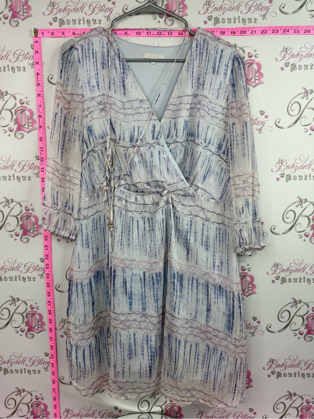 RW&CO. Dress tie dye style Blue and Cream Midi Dress